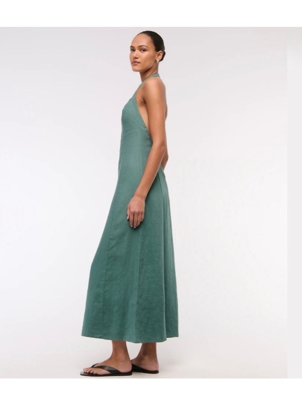 Abercrombie & Fitch Premium Linen High-Neck Maxi Dress - Picture 3 of 6